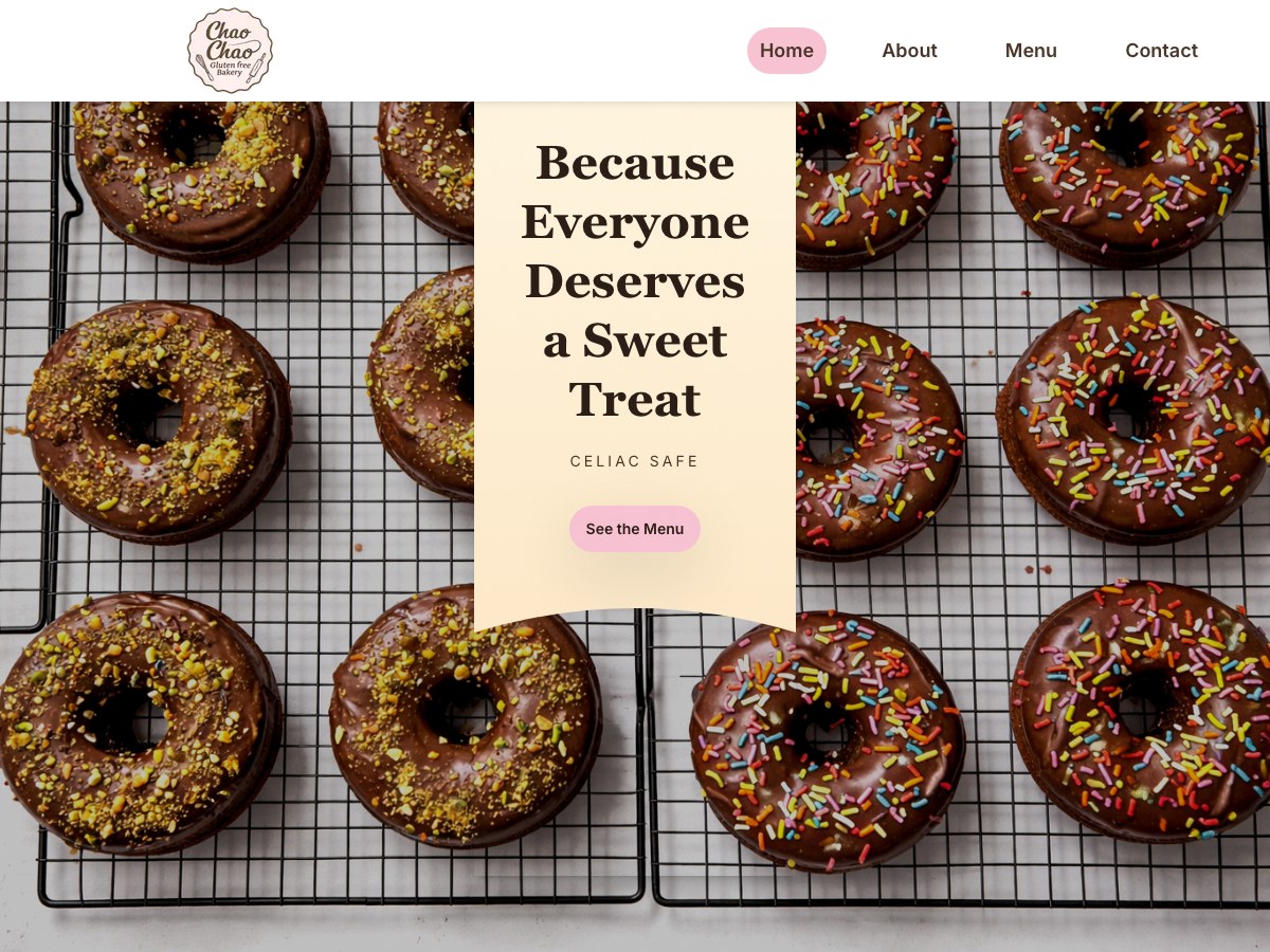 PixlBuilder bakery website design for Chao Chao Gluten-Free Bakery