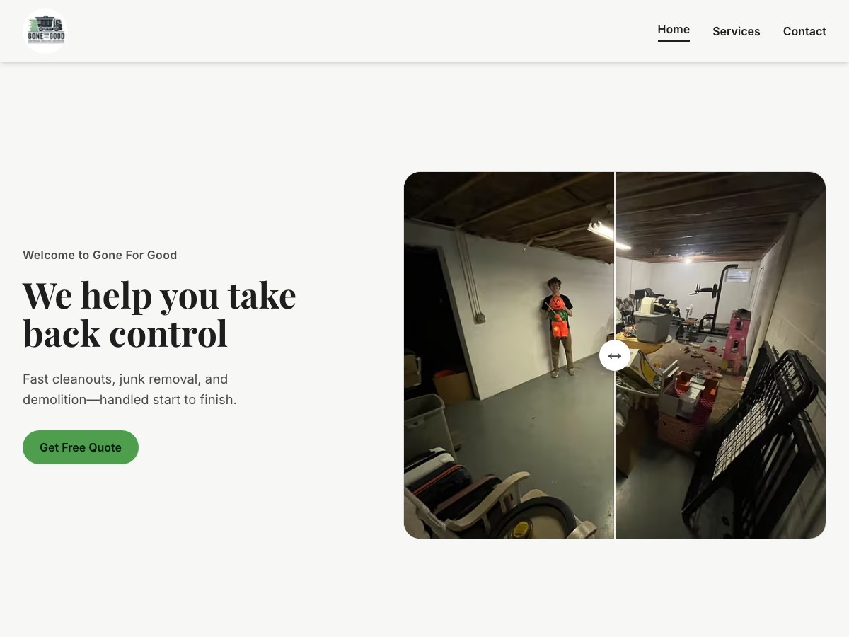 PixlBuilder service business website design for Gone For Good York PA
