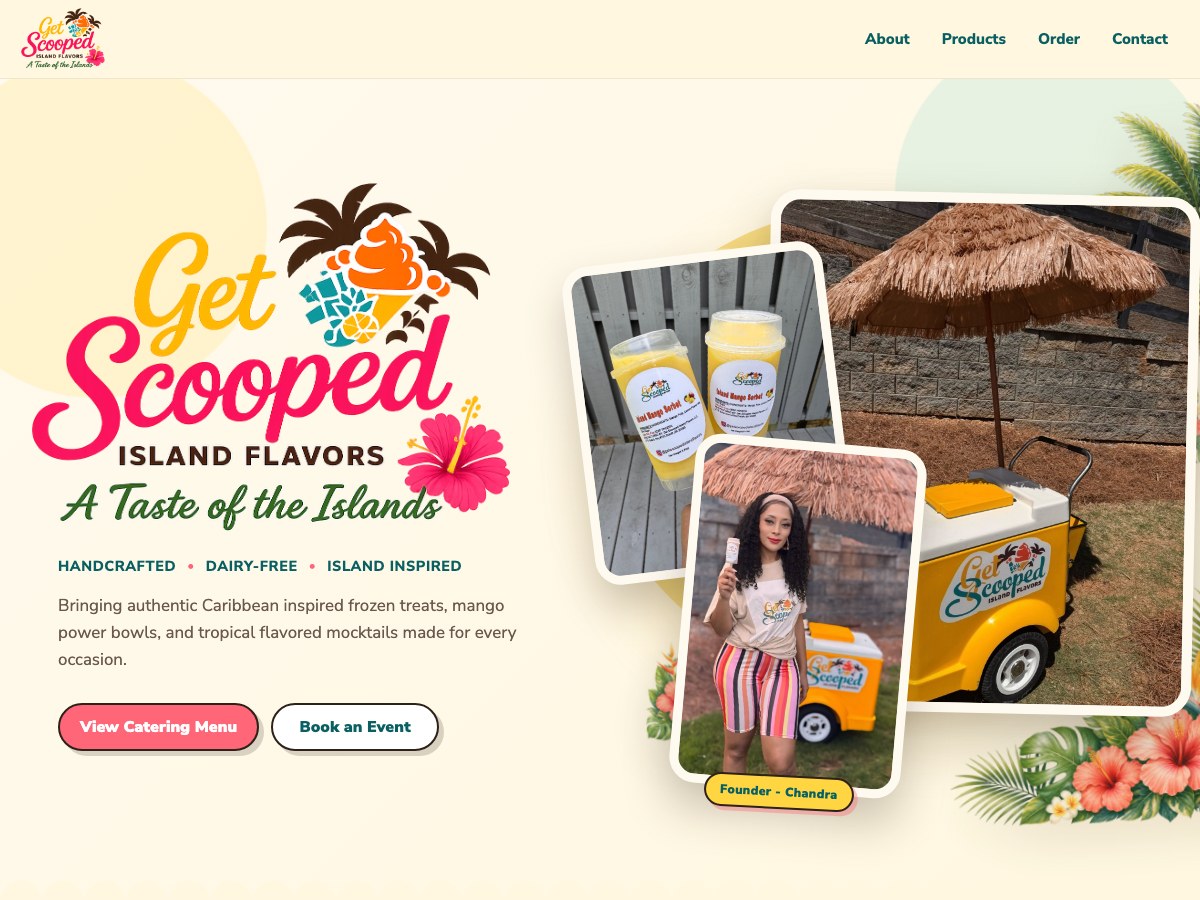 PixlBuilder ice cream brand website design for Scooped Island Flavors